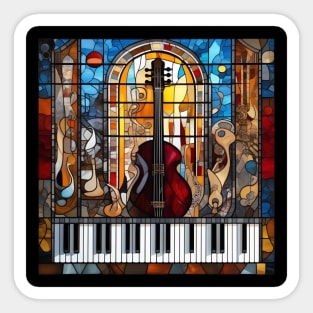 Musical Symbols In A Stained Glass Window Sticker